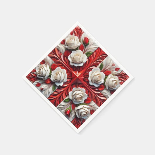 Papieren servetten met Engelse Rozen Design (Hoek)