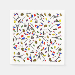 Papieren servetten met Frankrijk-thema