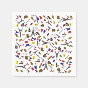 Papieren servetten met Frankrijk-thema