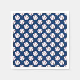 Papieren servetten met honkballen op een blauwe ac