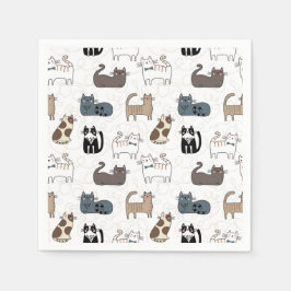 Papieren servetten met katten, feestje voor kitten