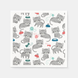 Papieren servetten met katten, feestje voor kitten
