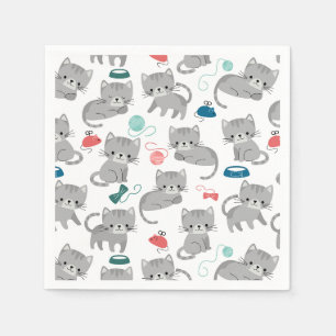 Papieren servetten met katten, feestje voor kitten