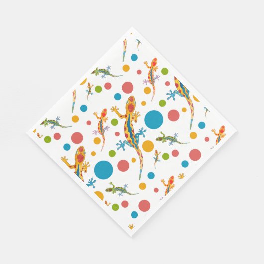 Papieren servetten met kleurrijk gekko-ontwerp (Hoek)