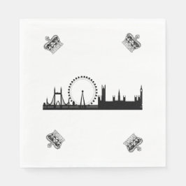 Papieren servetten met Londense skyline en koninkl