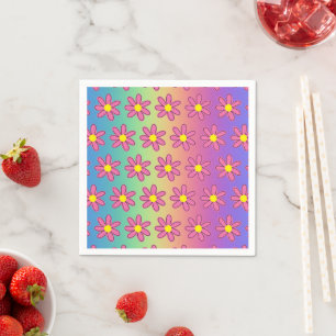 Papieren servetten met regenboog en bloemen