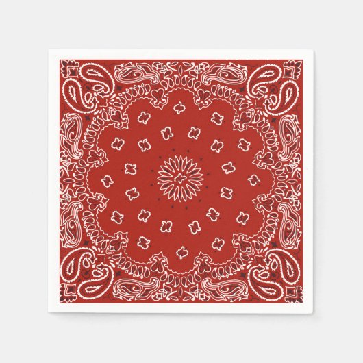 Papieren servetten met rood Western bandana-patroo (Voorkant)