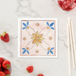 Papieren servetten met roze delicate bloemendesign