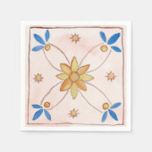 Papieren servetten met roze delicate bloemendesign (Voorkant)