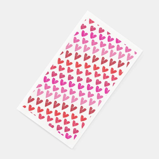 Papieren servetten met speelse harten (Hoek)