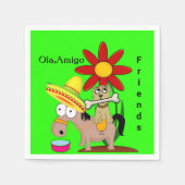 Papieren servetten, Mexicaanse Ezelhond Bloemmotie Servet (Voorkant)