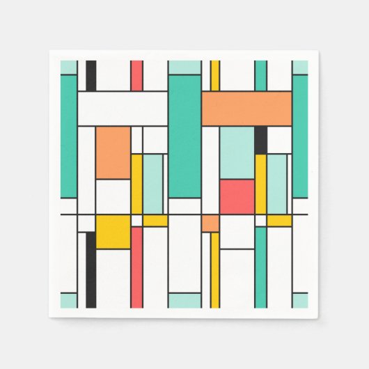 Papieren servetten moderne kunst - Mondriaan stijl (Voorkant)