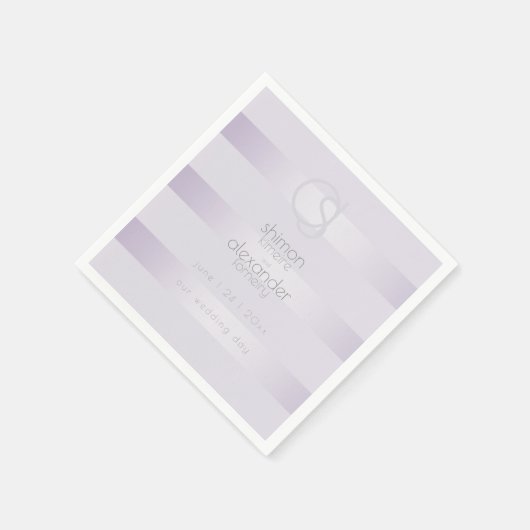 PAPIEREN SERVETTEN | Monogram Lila Shimmer Stripes (Hoek)