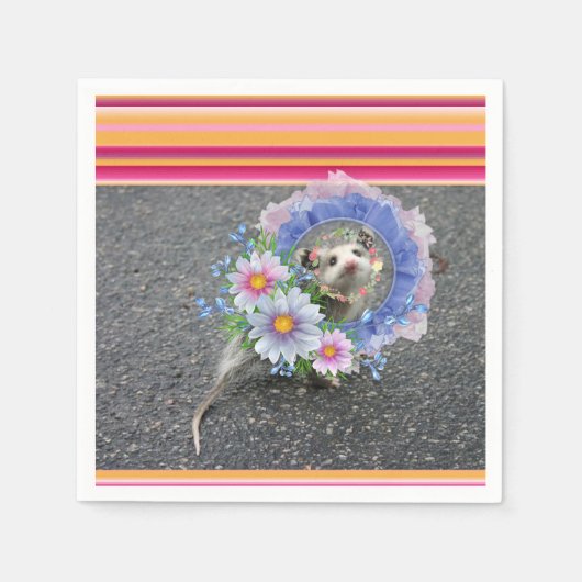 Papieren servetten, Opossum Bloemen Servet (Voorkant)