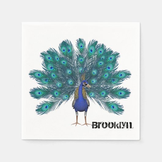 Papieren servetten, pauw servet (Voorkant)