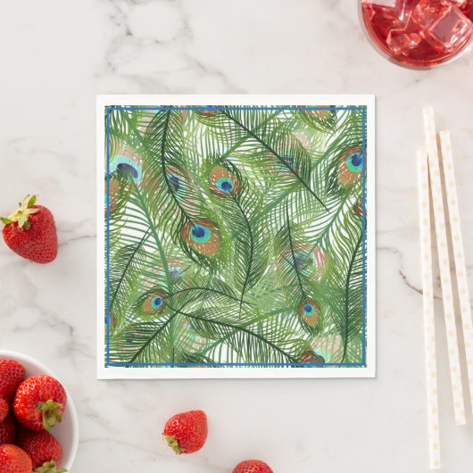 Papieren servetten-pauwenveren servet (Insitu)