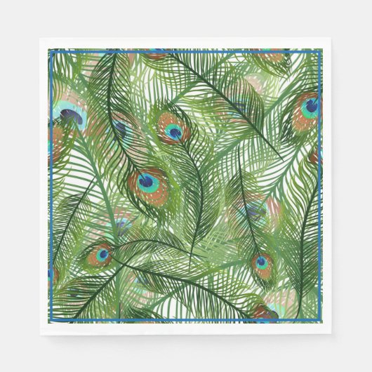 Papieren servetten-pauwenveren servet (Voorkant)