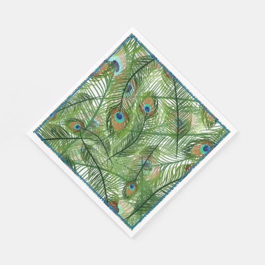 Papieren servetten-pauwenveren servet (Hoek)