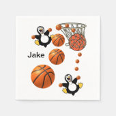 Papieren servetten, Penguin Basketball Hoop Servet (Voorkant)