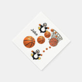 Papieren servetten, Penguin Basketball Hoop Servet (Hoek)