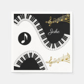 Papieren servetten, piano wit zwart gouden Muziekn Servet (Voorkant)