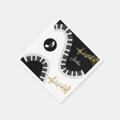 Papieren servetten, piano wit zwart gouden Muziekn Servet (Hoek)