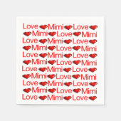 Papieren servetten, rode harten houden van Mimi Servet (Voorkant)