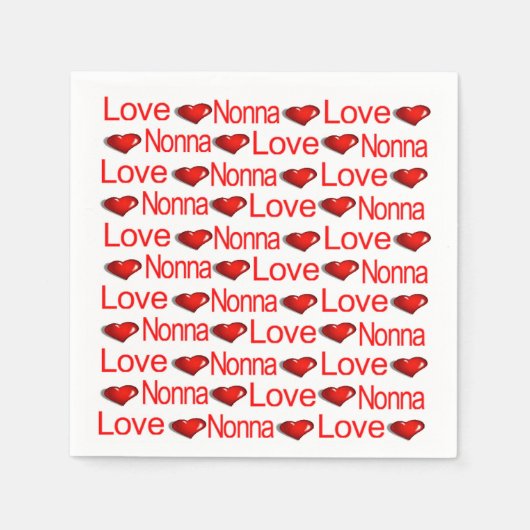 Papieren servetten, rode harten houden van Nonna Servet (Voorkant)
