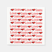 Papieren servetten, rode harten houden van oma servet (Voorkant)