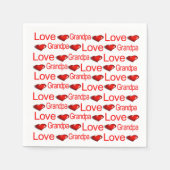 Papieren servetten, rode harten houden van opa servet (Voorkant)