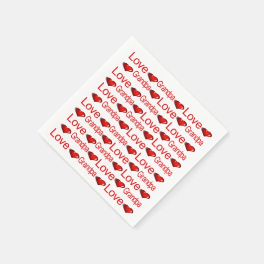 Papieren servetten, rode harten houden van opa servet (Hoek)