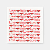 Papieren servetten, rode harten houden van vader i servet (Voorkant)