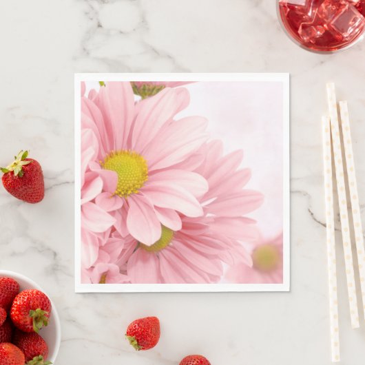 Papieren servetten roze madeliefjes (Insitu)