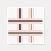 Papieren servetten roze & wit goud zwart gestreept (Voorkant)