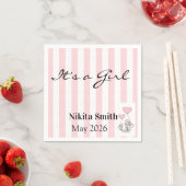 Papieren servetten Roze & Witte Streep Kat (Insitu)