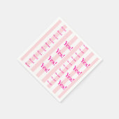 Papieren servetten Roze & Witte Streep Ze zei Ja! (Hoek)