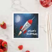 Papieren servetten ruimte schip, astronaut verjaar (Insitu)