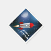 Papieren servetten Ruimteschip, astronaut verjaard (Hoek)