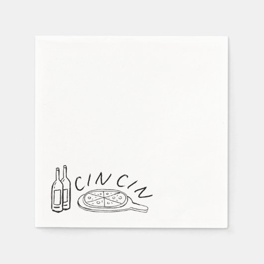 Papieren servetten, standaard cocktail - Cin Cin Servet (Voorkant)