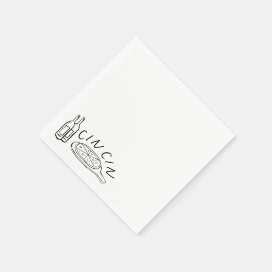 Papieren servetten, standaard cocktail - Cin Cin Servet (Hoek)