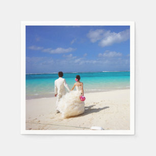 Papieren servetten strand bruiloft