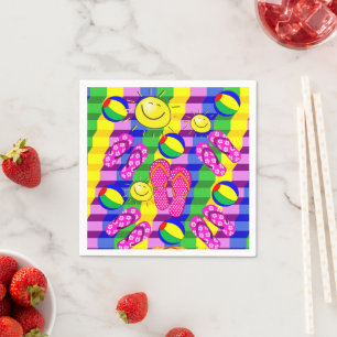Papieren servetten, strand zon flip flops servet
