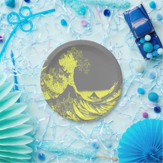 Papieren servetten The Great Wave Geel & Grijs Papieren Bordje (Feest)