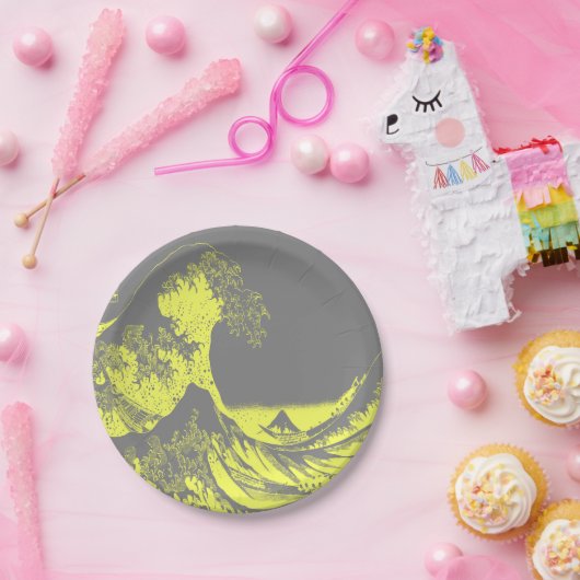 Papieren servetten The Great Wave Geel & Grijs Papieren Bordje (Feest)