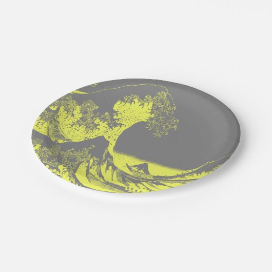 Papieren servetten The Great Wave Geel & Grijs Papieren Bordje (Gekanteld)