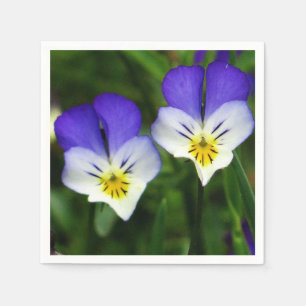 Papieren servetten twee schattige blauwe viooltjes
