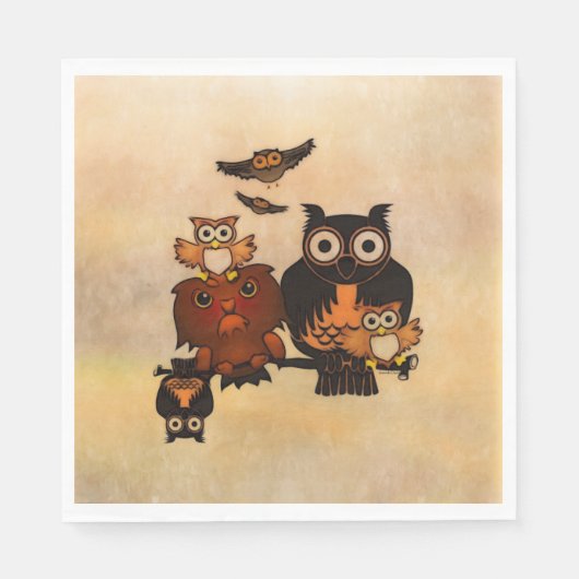 Papieren servetten uil familie (Voorkant)