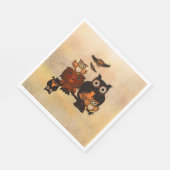 Papieren servetten uil familie (Hoek)