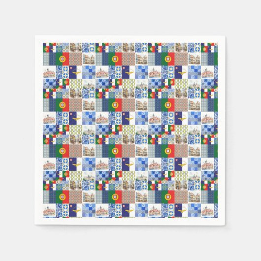 Papieren servetten van de Portugese vlag en de vla (Voorkant)