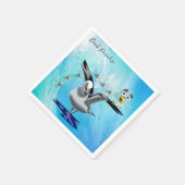Papieren servetten, vis zeemeeuw vogel oceaan golf servet (Hoek)